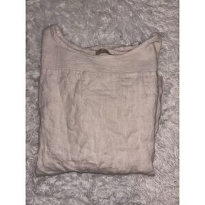Bellambia Women’s Sz. L Oatmeal Linen Top. Delicate, Pretty
